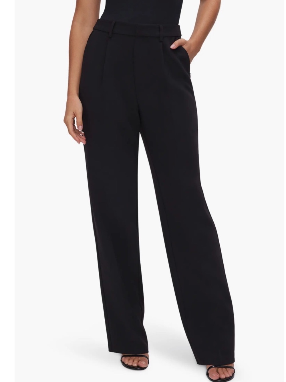 NWT Good American Luxe Suiting Column Wide-Leg Trousers - 32